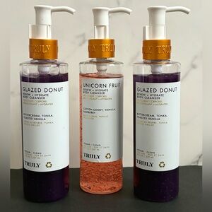 Set of 3 TRULY Beauty Body Cleansers Vegan Glazed Donut + Unicorn Fruit 8oz EACH